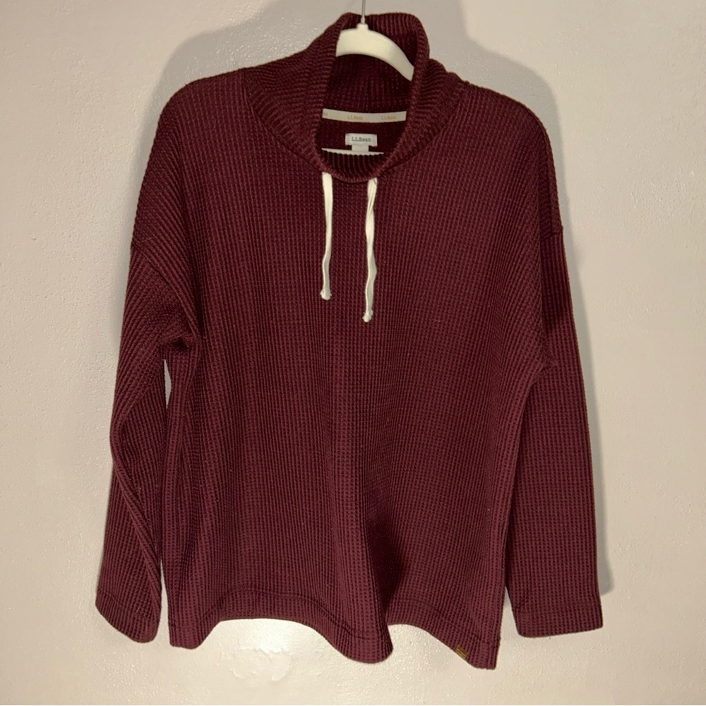L.L. Bean women’s thermal Maroon Turtleneck Sweater